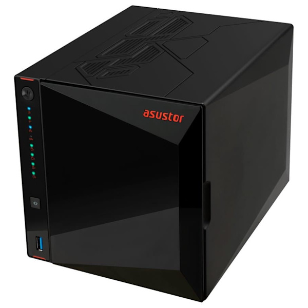 Asustor Nimbustor 4 Gen2  AS5404T 4 Bay NAS, Quad-Core 2.0GHz CPU, Dual 2.5GbE Ports, 4GB DDR4, 4x M.2 SSD Slots musta
