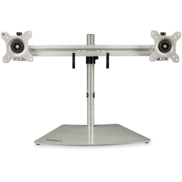 DUAL-MONITOR STAND - HORIZONTAL/FOR UP TO 24IN MONITORS - SILVER Rustfrit stål