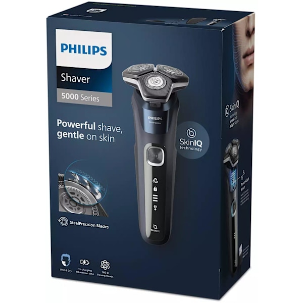 Philips Series 5000 wet and dry electric shaver S5885/35, SkinIQ, SteelPrecision blades, 360-D flexible heads, PowerAdapt Sensor