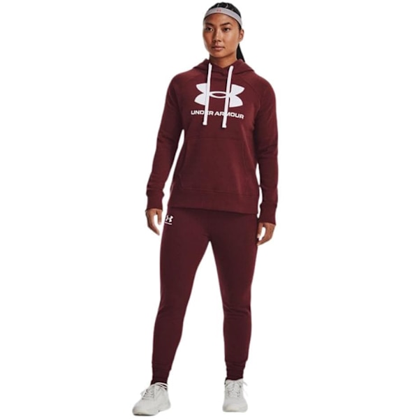 Under Armour Women's Rival Fleece Logo Hoodie Burgundy 1356318 690