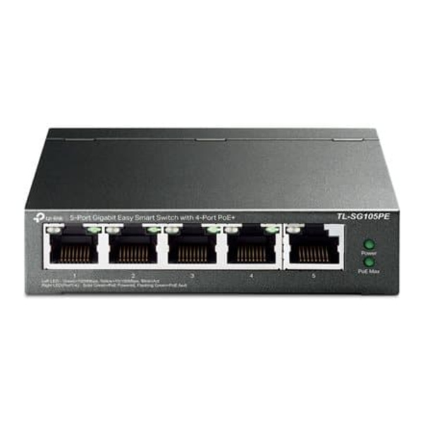 TP-Link 5-Port Gigabit Easy Smart PoE Switch with 4-Port PoE+ Sort