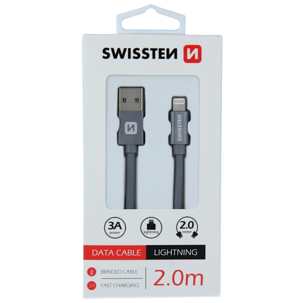 Swissten Textile Fast Charge 3A Lightning Data and Charging Cable 2m