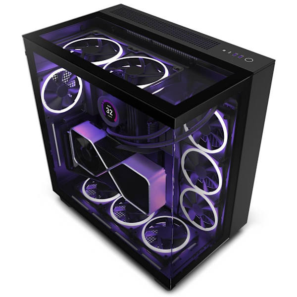NZXT H9 Elite Midi Tower Black Svart