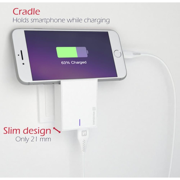 Swissten MFI Apple Certified Travel Charger USB 3А / 15W With Lightning Cable 1.2m