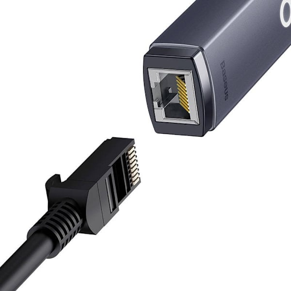ADAPTOR RETEA Baseus Lite, USB 2.0 to RJ-45 10/100 Mbps Adapter, metalic, LED, gri "WKQX000013" (timbru verde 0.18 lei)  - 6932172606046
