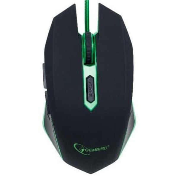 MOUSE GEMBIRD, gaming, cu fir, USB, optic, 2400 dpi, butoane/scroll 6/1, iluminare, negru / verde, "MUSG-001-G" (timbru verde 0.18 lei) Svart, Grön