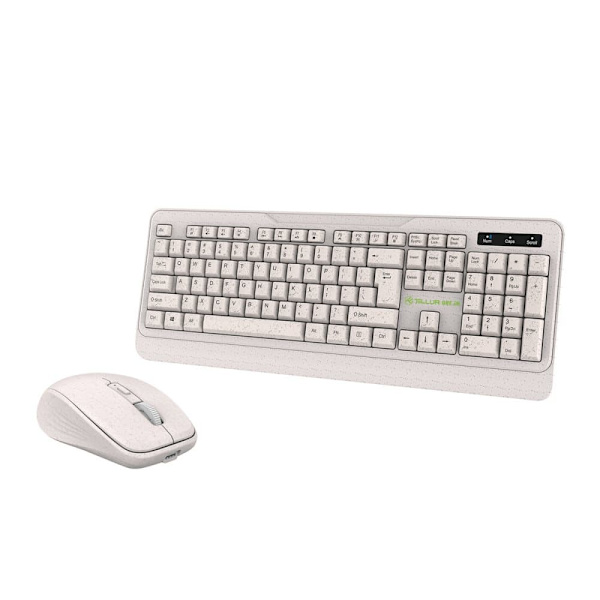 Tellur Green Wireless Keyboard and Mouse Nano Recever Creame Gräddfärgad