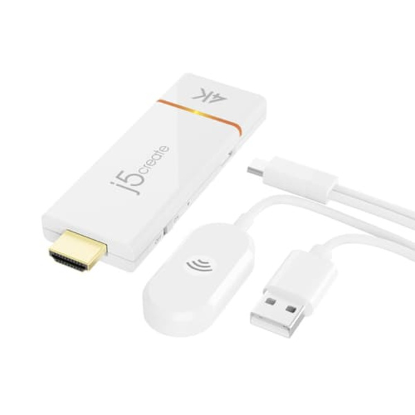 Audio/video wireless transmitter and receiver j5create JVAW76 Screencast 4K Wireless Display Adapter white