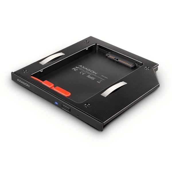 RSS-CD09 Ramka na 2,5" SSD-HDD do gniazda DVD, 9.5mm LED aluminium Sort