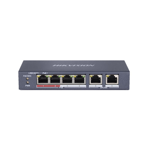 Hikvision DS-3E0106P-E/M Fast Ethernet (10/100) network links PoE support Blue Grå