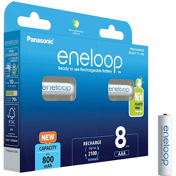 Rechargeable batteries PANASONIC ENELOOP AAA 800 mAh 8 szt (BK-4MCDE/8HH)