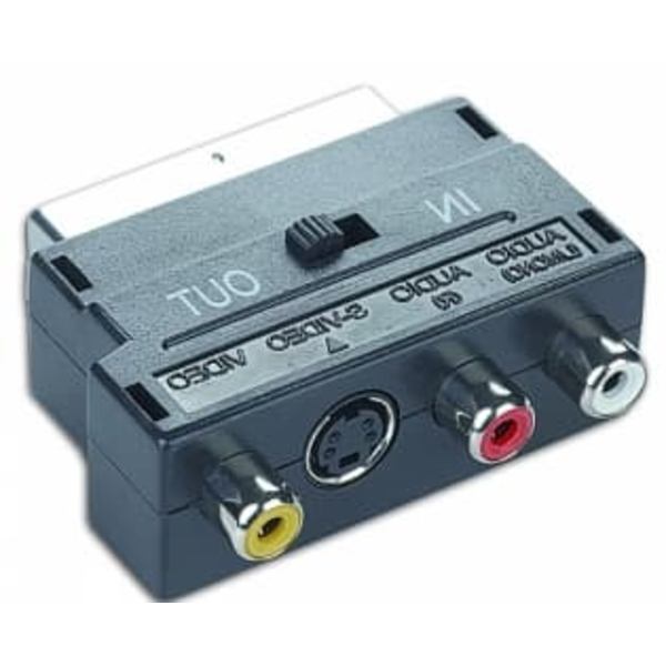 Adapteris Gembird SCART uz 3xRCA S-Video ar IN/OUT slēdzi