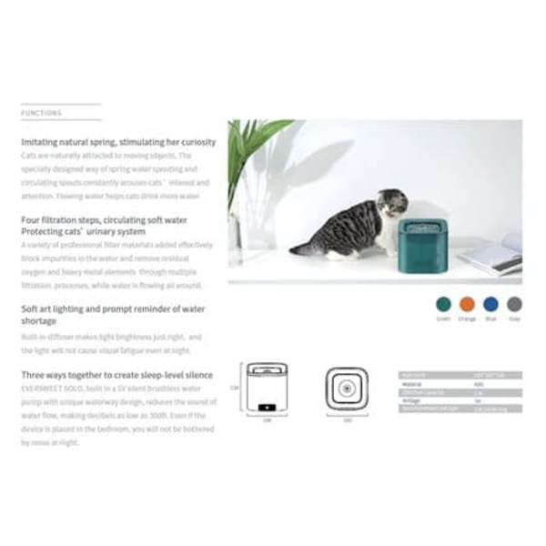 PETKIT | Smart Pet Drinking Fountain | Eversweet Solo | Capacity 1.8 L | Filtering | Material Plastic | Green