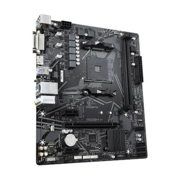 GIGABYTE A520M H Motherboard - Supports AMD Ryzen 5000 Series AM4 CPUs, 4+3 Phases Pure Digital VRM, up to 5100MHz DDR4 (OC), PCIe 3.0 x4 M.2, GbE LAN