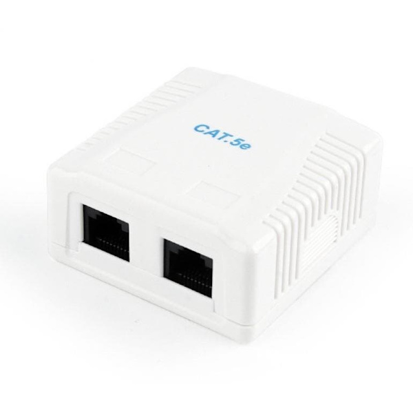 PRIZA RJ-45 aplicabila cu 2 iesiri GEMBIRD pt. cablu UTP, Cat5e, Krone (LSA) x 2 | RJ-45 (M) x 2, plastic, 1 buc, "NCAC-2U5E-01"