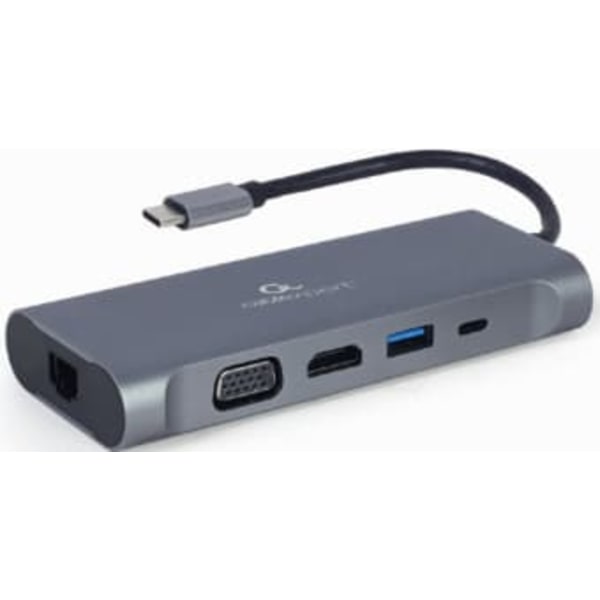 Gembird USB Type-C 7-in-1 Multi-Port Adapter + Card Reader Space Grey