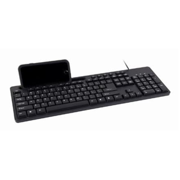 Gembird Multimedia Keyboard with Phone Stand Black