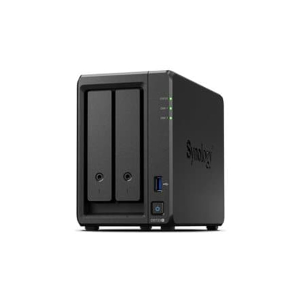Serwer NAS DS723+ 2x0HDD 2GB DDR4 AMD R1600 3,1Ghz 2x1GbE RJ45 3Y Svart