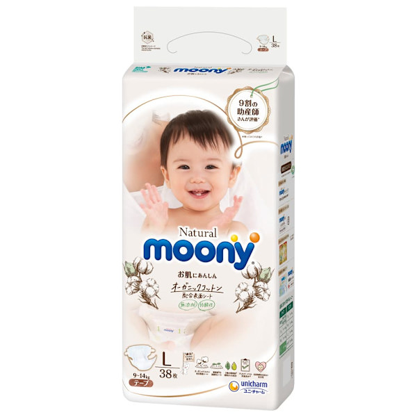 MOONY diapers Natural L 9-14 kg 38 pcs.