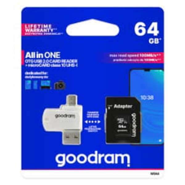 Goodram  All in one  M1A4-0640R12 memory card 64 GB MicroSDXC Class 10 UHS-I +  The card reader