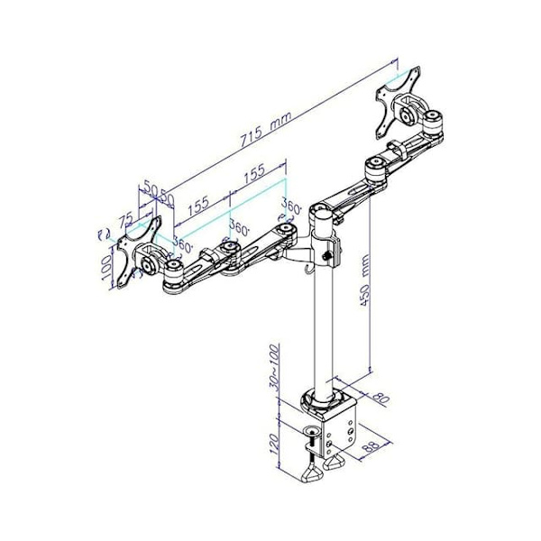 Neomounts FPMA-D935D mounting kit - full-motion - for 2 LCD displays - silver