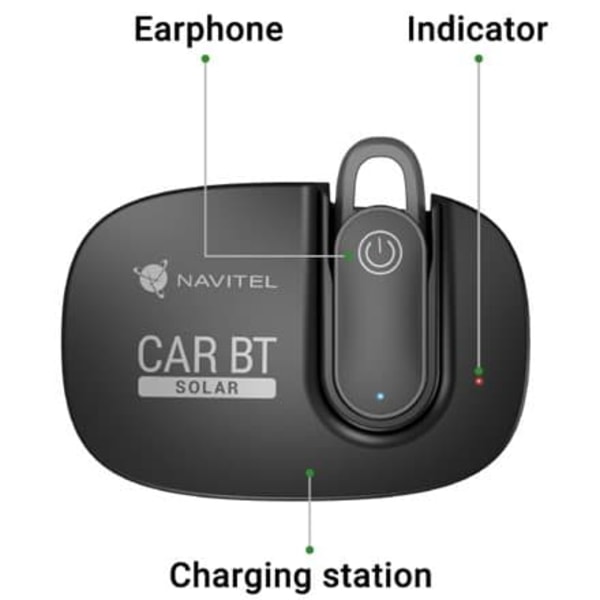 Multifunctional Bluetooth Headset | Solar Car BT | Hands free device | Bluetooth | Black | Recharge indicator