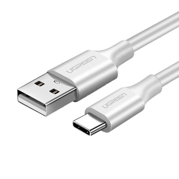 CABLU alimentare si date Ugreen, "US287", Fast Charging Data Cable pt. smartphone, USB la USB Type-C 3A, nickel plating, PVC, 2m, alb "60123" (timbru