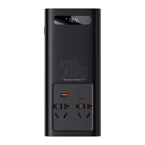 Baseus Car Power Inverter 150W 12V / 500W 220V (C+U + Dual EU plug) Black (CGNB000101)
