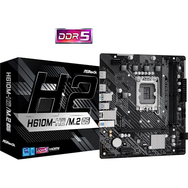 ASROCK MB Desktop H610M-H2/M.2, S1700, 2x DDR5, 1x PCIe 4.0 x16, 1x PCIe 3.0 x1, 1x SSD Ultra M.2 PCIe, 4x SATA3 6.0Gb/s, 4x USB 3.2, 6x USB 2.0, 1x V