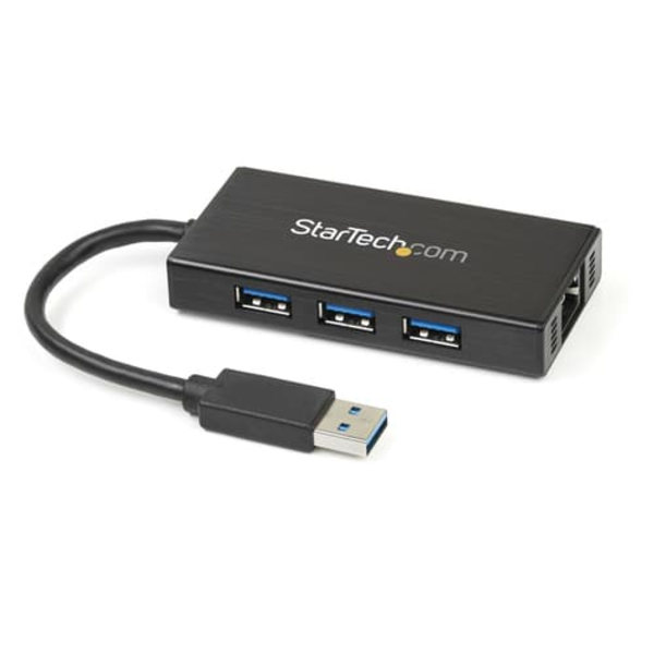 3PORT USB 3.0 HUB WITH GBE Svart