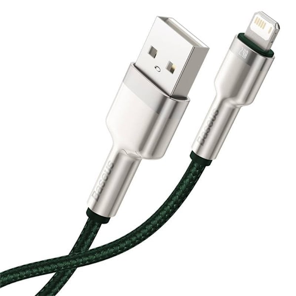 CABLU alimentare si date Baseus Cafule Metal, Fast Charging Data Cable pt. smartphone, USB la Lightning Iphone 2.4A, braided, 1m, verde "CALJK-A06" (t