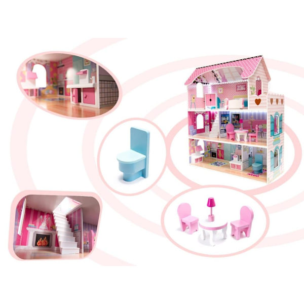 RoGer Wooden Doll House with LED 70cm