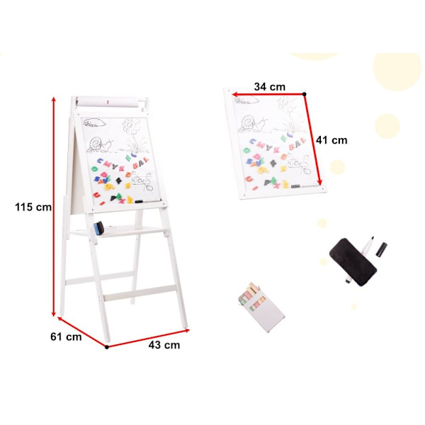 RoGer XXL Two-sided Chalk and Magnetic Wooden Board + Educational accessories