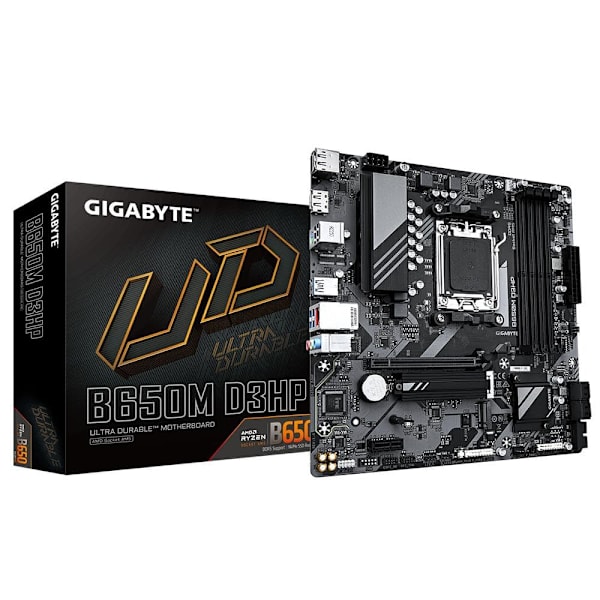 Gigabyte | B650M D3HP | Processor family AMD | Processor socket AM5 | DDR5 DIMM | Memory slots 1 | Supported hard disk drive interfaces SATA, M.2 | Nu