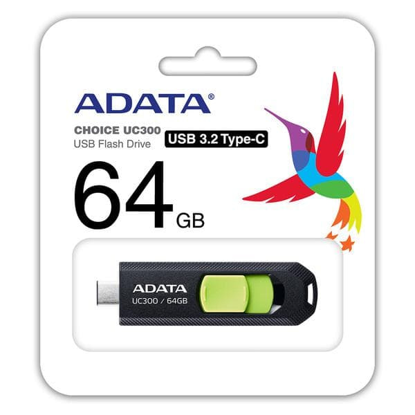 MEMORY DRIVE FLASH USB-C 64GB/ACHO-UC300-64G-RBK/GN ADATA