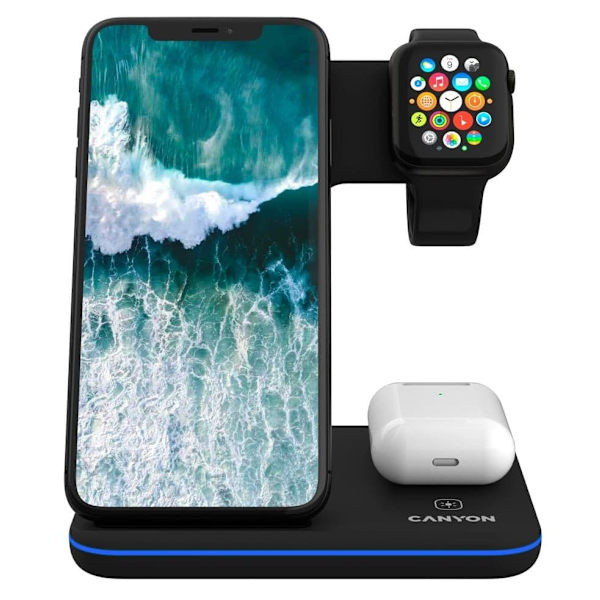CANYON wireless charger WS-303 15W 3in1 Black Sort