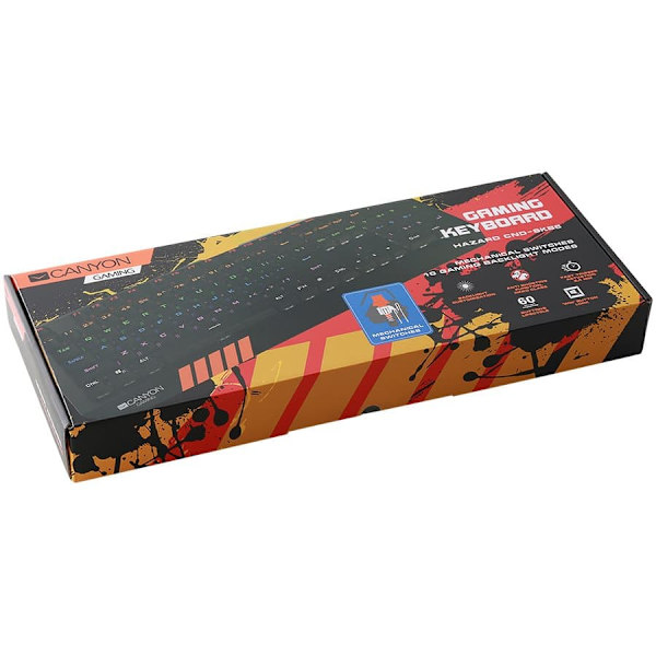CANYON Hazard GK-6, Wired multimedia gaming keyboard with lighting effect, 108pcs rainbow LED, Numbers 104keys, EN double injection layout, cable leng