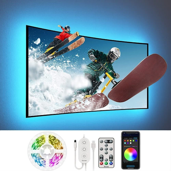 Govee RGB Bluetooth LED Backlight For TVs 46-60 Inches Smart strip light White