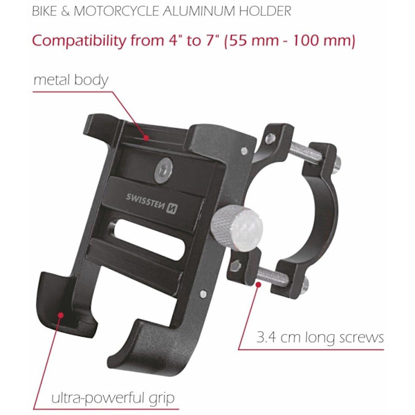 Swissten BM1 Bike holder For Mobile 4-7" Sort