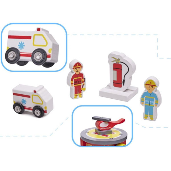 Lulilo Children's Wooden Parking Fire Station
