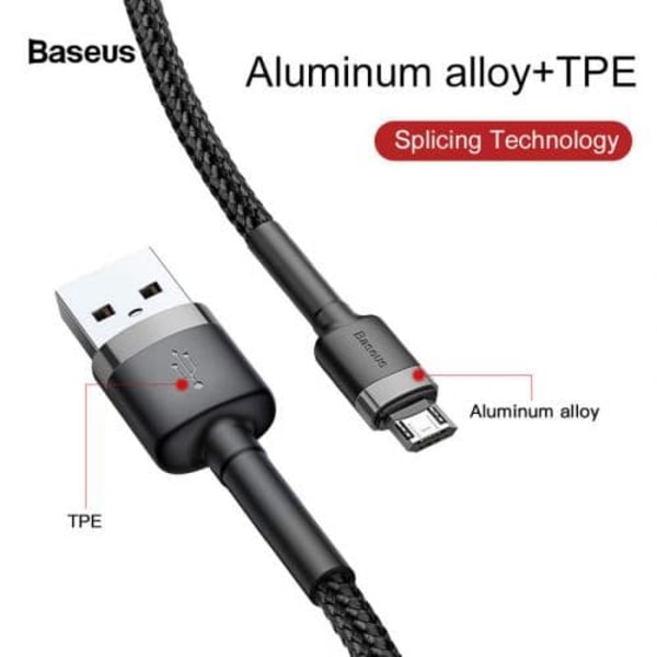 Baseus Micro USB Cafule Cable 1.5A 2m Gray + Black (CAMKLF-CG1)
