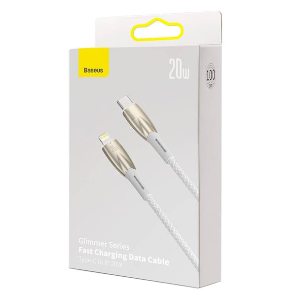 USB-C cable for Lightning Baseus Glimmer Series, 20W, 1m (White)