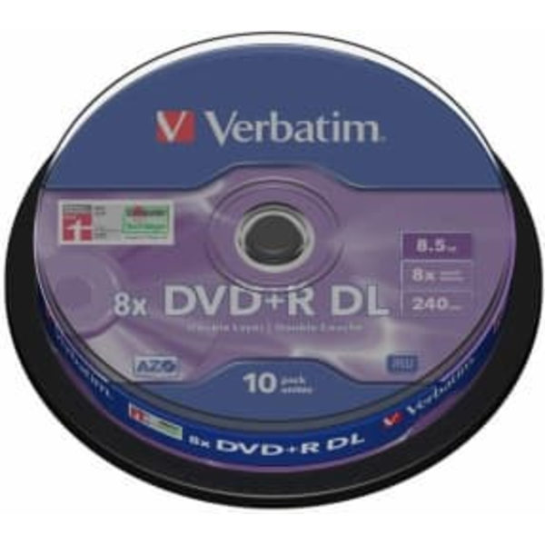 Matricas DVD+R DL Verbatim 8.5GB Double Layer 8x AZO, 10 Pack Spindle