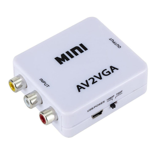 RoGer Adapter to Transfer RCA to VGA Signal (+Audio) White