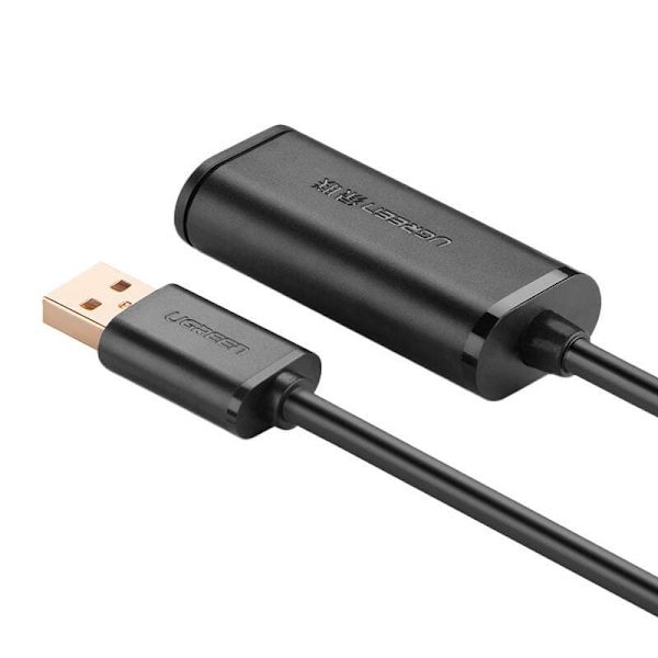 CABLU USB Ugreen prelungitor, "US121" USB 2.0 (T) la USB 2.0 (M), conectori auriti, 15m, negru, "10323" (timbru verde 0.18 lei) - 6957303813230
