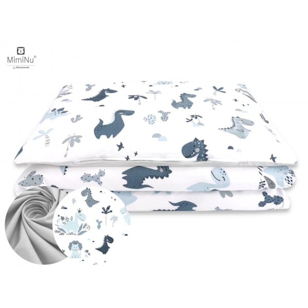 MIMINU Dino Navy 2 pcs cot bedding set, 135x100cm, 40x60cm