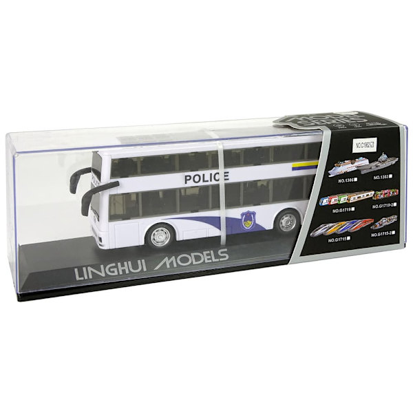 White Double-decker Police Bus with Pull Down Sound