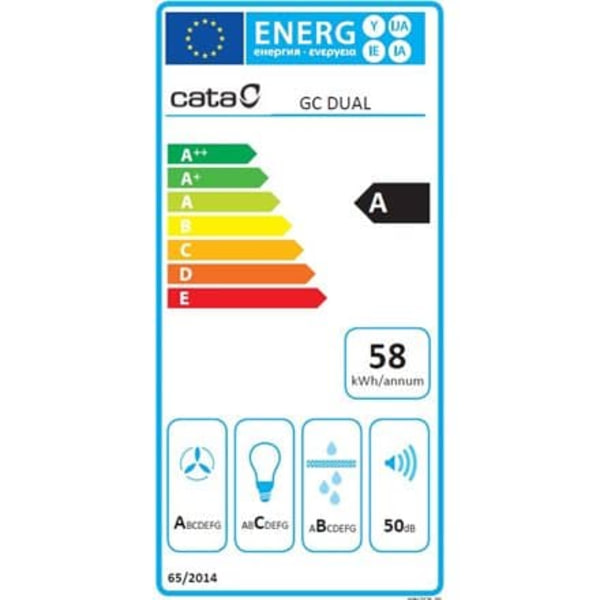 CATA | Hood | GC DUAL A 75 XGBK | Canopy | Energy efficiency class A | Width 79.2 cm | 820 m³/h | Touch control | LED | Black glass Sort