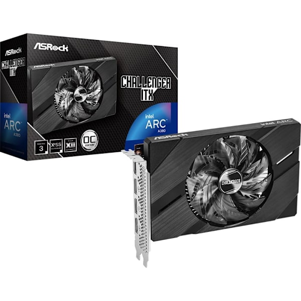 ASRock Intel Arc A380 Challenger ITX 6GB OC / 6GB GDDR6 / PCI-E / 1x HDMI / 3x DP Sort