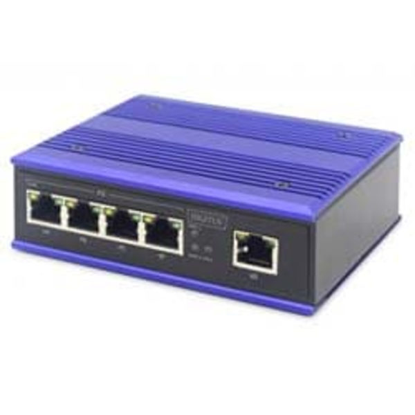 DIGITUS Switch DN-650105 - 5 Ports - 5x GE (10/100/1000) Sort, Blå